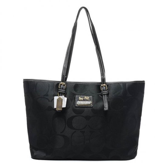 Coach Legacy Logo In Monogram Large Black Totes BQH | Women